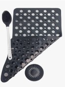 Resim isgstore Main Shop 3 Parça Set Banyo Ve Duş Kaydırmaz Çift Taraflı Banyo Duş Fırçası Yuvarlak Süzgeci M-141 