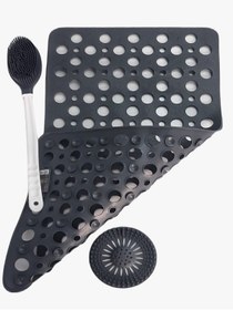 Resim isgstore Main Shop 3 Parça Set Banyo Ve Duş Kaydırmaz Çift Taraflı Banyo Duş Fırçası Yuvarlak Süzgeci M-141 