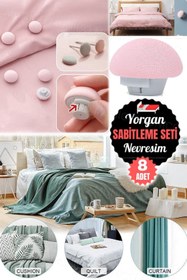 Resim moontime alaçatı 8'li Nevresim Klipsi ve Yorgan Düğmesi Seti, Estetik ve Pratik Yatak Düzeni 