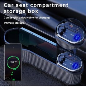 Resim Wangxi Siyah 40w Süper Hızlı Şarj Araba Koltuğu Yuvası Depolama Kutusu 2 İn 1 Çok Fonksiyonlu Araba Şarj Cihazı Veri Kablosu Evrensel Usb Bağlantı 