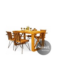 Resim Neiwel Garden Dian Doğal Ahşap Bahçe Yemek Masası-70-160 Açık Ceviz 