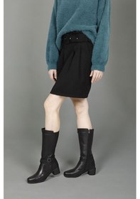 Resim Gönderi R Kadın Siyah Fermuarlı Kalın Topuklu Hakiki Deri Çizme Gkzc13446575 Siyah 