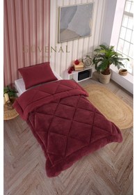 Resim Elite Wellsoft Tek Kişilik Çift Taraflı Yastık Kılıflı Lüx Yorgan Seti Yorgan Uyku Seti Çeyiz Bordo 