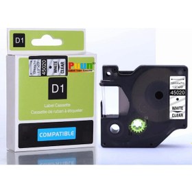 Resim Puun Dymo D1 45020 12mmX7m Şeffaf üzeri Beyaz 720600 Uyumlu şerit 