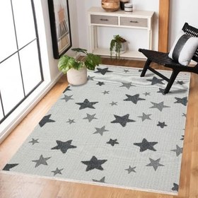 Resim Antrasit Yıldızlar Modern Geometrik Etnik Desenli Boho Makinada Yıkanabilir Hafif Hav Toz Vermez Leke Tutmaz Kaymaz Taban Dijital Makine Baskı Halı Oturma Odası Salon Yolluk Koridor Mutfak Halısı 