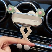 Resim Sevimli Yerçekimi Araba Telefon Tutucu - Kadınlar için Geliştirilmiş Gümüş PVC Gösterge Paneli Havalandırma Montajı, Yaratıcı Çiçek Tasarımlı Mobil Destek Standı Araç Navigasyonu için 