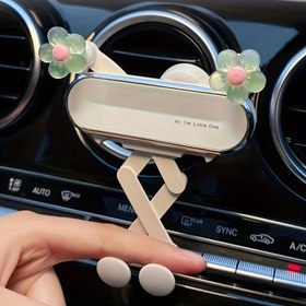 Resim Sevimli Yerçekimi Araba Telefon Tutucu - Kadınlar için Geliştirilmiş Gümüş PVC Gösterge Paneli Havalandırma Montajı, Yaratıcı Çiçek Tasarımlı Mobil Destek Standı Araç Navigasyonu için 