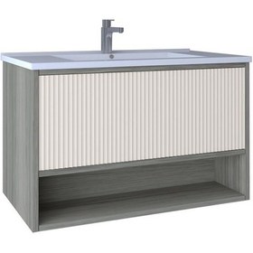 Resim Kobos Elegant 80 Cm Lavabo Dolabı Grey Oak + Vanilya Kb710092 Diğer 