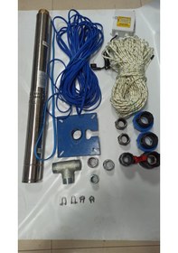 Resim 4sdm2/16 1hp Alarko 50 Mt Yassı Kablolu Ve Panolu 100 Mt Halatlı Çift Vanalı Akıtma Başlıklı Monofaze Takım Dalgıç Pompa 