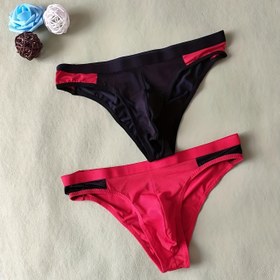 Resim 2 adet Seksi Erkek Örgü Üçgen Pantolon Tanga Şeffaf Üçgen Pantolon Külot, U-dışbükey Kese İç Çamaşırı, XS-S Bedenine Uygun, Ağırlık 49,9-74,84 KG 