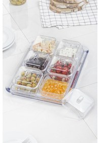 Resim Akrilik Şeffaf 6 Lı Kapaklı Kahvaltılık Kahvaltı Seti & Saklama Kabı Cam Değildir Çok Renkli 