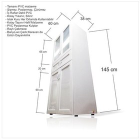 Resim Şişmez Paslanmaz Çürümez Suya Dayanıklı Pvc Banyo Wc Dolabı Dolap Beyaz 