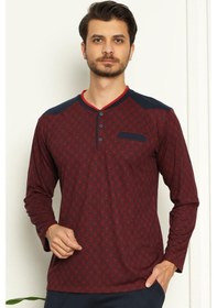 Resim Alimer Erkek Bordo O Yaka Patlı Cepli Büyük Beden Pijama Takım Edy1179Uk 