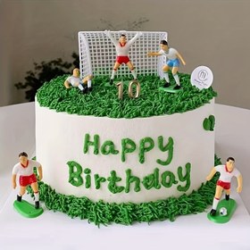 Resim 9 adet/takım Futbol Pasta Süsü Futbol Sahası Oyuncu Bebek Cupcake Topper Mutlu Doğum Günü Partisi Dekorasyonu Spor, Tatlı Masası Giydirme Malzemeleri, Pasta Dekorasyon Malzemeleri, Pişirme Dekorasyon Malzemeleri, Parti Dekorasyon Malzemeleri 
