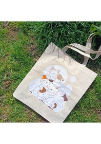 Resim Utterly Good Kedili Bez Çanta Seti Kalem Hediyeli Bez Çanta Bez Kalem... 