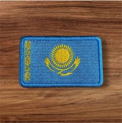 Resim Ex Patch Kazakistan Bayrağı Nakış Arma Peç Patch 8 X 5 Cm 
