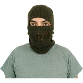 Resim KORDAK Haki Kar Maskesi - Örme Bere - Bere ve Kar Maskesi Kullanımlı 