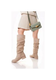 Resim Winda Bej Süet Körüklü Çizme Bej 