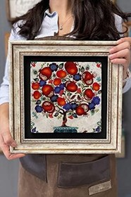 Resim Oscar Stone Decor Çerçeveli Tablo Taş Duvar Dekoru 30 X 30 Cm Nar Ağacı/Bereket Temsili 