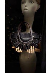 Resim Carıdea El Yapımı Hakiki Deri Bayan Çanta, Clutch, El Omuz Çantası V39 Siyah 
