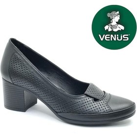 Resim Venüs Apus Hakiki Deri Comfort Ortopedik Kadın Topuklu Ayakkabı Siyah 