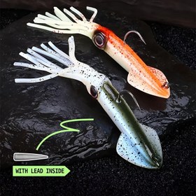 Resim Glow-in-the-Dark Squid Jig Balıkçılık Yemini İçeren Dahili Kurşun saç tokası - 1 adet, Tuzlu Su Balıkçılığı İçin Gerçekçi Karides Yem, Şükran Günü, Noel, Babalar Günü ve Yeni Yıl Hediyeleri İçin Mükemmel, Yumuşak Karides Şekli, TPE Malzeme, Gerçekçi Karides Tasarımı | Gerçekçi Karides Görünümü | Dahili Kurşun saç tokası, Karides Balıkçılığı 