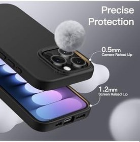 Resim m.tk moveteck iPhone 15 Pro ile Uyumlu Kılıf, Kamera Çıkıntılı, İçi Kadife Süet, Yumuşak Silikon, Siyah 