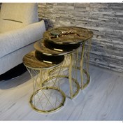 Resim 3 'Lü HASIR ZİGON SEHPA CAM: BRONZ AYNA AYAK: GOLD 