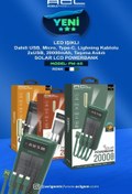 Resim ACL Pw-60 Led Işıklı Usb Mikro Type-c Lighning Kablolu 2xusb 20000mah Powerbank 