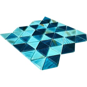 Resim MozaiKristaL Mutfak, Banyo, Havuz, Sauna, Spa ve Yaşam Alanlarının Tüm Yüzeyleri Için Kristal Cam Mozaik. Üçgen Cam Ölçüsü: 54X6 Mm. File Ölçüsü: 30X30 Cm. ( 1 Kutu = 11 File Karo = 1 M2 Fiyatıdır. 