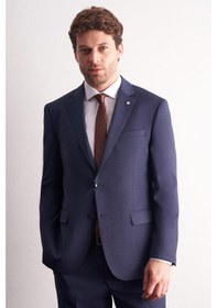 Resim İmza Lacivert Mono Yaka Kendinden Desenli Esnek Bel 4 Drop Comfort Fit Takım Elbise 1001255169 Lacivert 