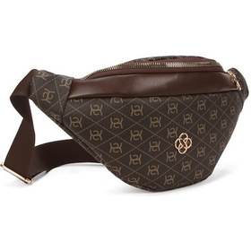 Resim Newish Polo Kadın Desenli Çapraz Omuz Askılı Bel Ve Omuz Çantası 2 Adet New345- Kahverengi - Gri 