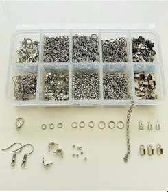Resim KUTULU METAL SET 1 - 970 ADET KÜPE KOLYE BİLEKLİK YAPIM SETİ TAKI MALZEMELERİ 