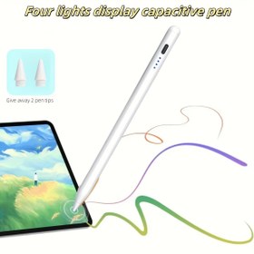 Resim Beyaz yükseltilmiş uzun ömürlü ve enerji tasarruflu kapasitif kalem, sürekli dokunma için değişken çizgili, şaşmaz manyetik ve hata teması önleyici tasarım, iPad 2018-2025 uyumlu touch pen, iPhone -hata aktif kapasitif stylus 