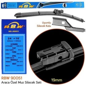 Resim RBW FIAT DOBLO 2010 > Sonrası Araca Özel Silecek Süpürgesi (SAĞ/SOL )( 2'li Set ) 