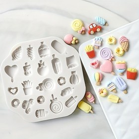 Resim 1 Adet, Mini Tatlılar Fondan Kalıbı, 3D Silikon Kalıp, Şeker Kalıbı, Çikolata Kalıbı, Kendin Yap Kek Süsleme Aracı, Pişirme Araçları, Mutfak Aksesuarları 