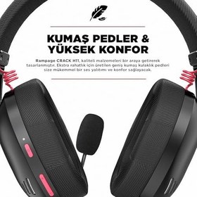 Resim Rampage Crack H11 Siyah Wireless 2.4G+ Bluetooth Mikrofonlu Oyuncu Kulaklığı 