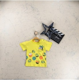 Resim Haknur Bebe Haknur Basketbol Topu Baskılı Kısa Kollu Erkek Bebek T-Shirt 06-24 Ay Sarı 