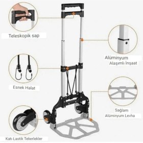 Resim Mcreative Multi Fonksiyon Katlanır 70 kg Kapasiteli Portatif Koli Taşıma Aracı 