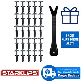 Resim Döşeme Klips Siyah Renk Şapka Koyu Gri 7,5x26x20mm 25 Adet Starklips