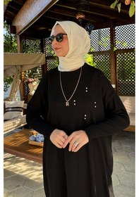 Resim Rabia Şamlı Melda Triko Tunik Siyah Çok Renkli 