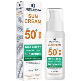 Resim DermaVia Spf+50 Yüz ve Vücut Güneş Kremi Akneye Meyilli Ciltler 100 ML 
