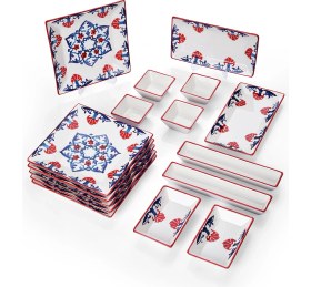 Resim Piatti Naturali 16 Parça 6 Kişilik Çini Kahvaltı Takımı Handmade Kahvaltılık Sunum Seti Servis Tabakları 