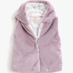 Resim Kız Bebek Kapüşonlu Peluş Yelek İçi Astarlı Çıtçıt Kapamalı 