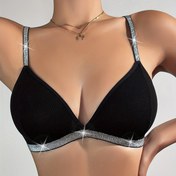 Resim Rahat Kablosuz Sütyen, Seksi Viskoz Kumaş, Düz Renkli Kontrast Detaylı, Paddingsiz, Yetişkin Örgü, Günlük Giyim İçin Moda İç Çamaşırı 