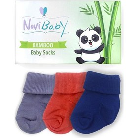 Resim Novibaby 3'lü Bambu Yenidoğan Bebek Çorabı I Winter Mix I 0-6 ay "Karışık Renkli" 