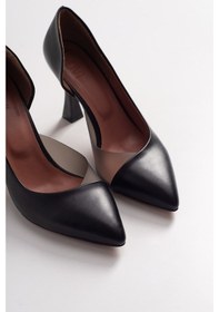 Resim Luvishoes 653 Siyah Cilt Topuklu Kadın Ayakkabı Siyah 