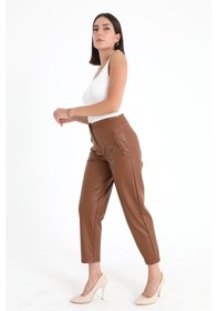 Resim Wpr Pensli Yüksek Bel Deri Pantolon - Taba-taba Taba 