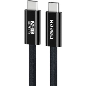 Resim Qgeem QG05 Type-C to Type-C USB5 PD Data Kablosu 240W 80Gbps 8K@60Hz 1.2 Metre - Siyah 
