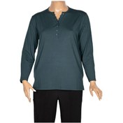 Resim Cimariva Kadın Dicle Büyük Beden V Yaka Dantelli Koyu Turkuaz Bluz Petrol 